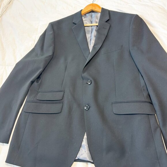Perry Ellis Portfolio Slim Fit Black Wool Blend Blazer Suit Jacket Men’s 42R - Picture 3 of 8